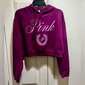 NWOT PINK VS crop top sweatshirt with hoodie